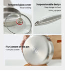 Titanium Stainless Steel Frying Pan Nonstick Wok Uncoated Pot Egg Steak Skillet Home Induction Cooker Gas Stove Kitchen Cookware