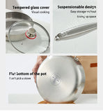 Titanium Stainless Steel Frying Pan Nonstick Wok Uncoated Pot Egg Steak Skillet Home Induction Cooker Gas Stove Kitchen Cookware