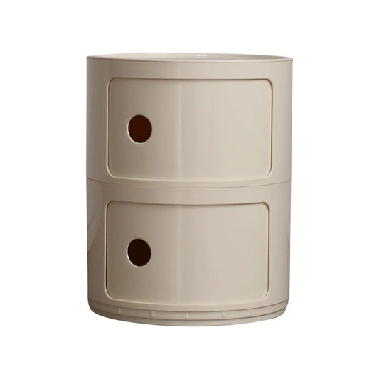 Motorsi 2/3 Layer Round Bedside Cabinet Storage Unit Drawer-Type Home Organizer Locker For Bedroom Living Room Modern Furniture