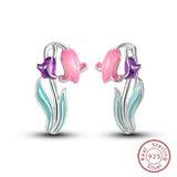 Real 925 Sterling Silver Colorful Dragonfly Butterfly Animal Earrings For Women Exquisite Birthday Anniversary Jewelry Gifts