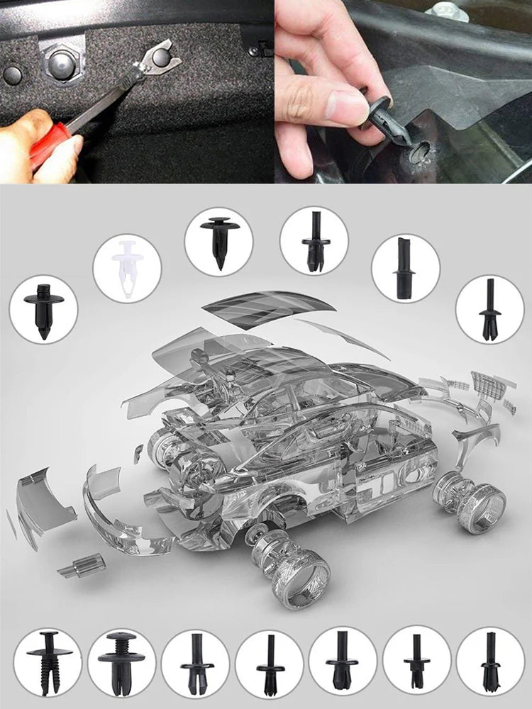 Mixed Size Car Plastic Retainer Clips Automobile Fender Push Pin Rivet Door Trim Panel Retainer Automobile BumperFasteners Tool