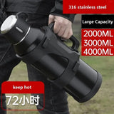 316 Stainless Steel Insulated Thermos Bottle, 1L, 2L, 3L, Outdoor Travel Coffee Mugs, Thermal Vacuum Water Bottle, Thermal Mug