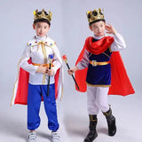 Boy's King Prince Cosplay Costume Prince Crown Scepter Cloak Royalty Suit Halloween Birthday Carnival Costumes Fancy Dress Up