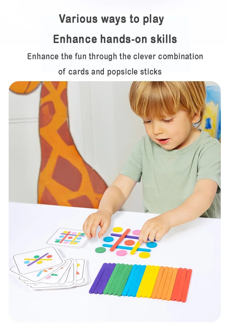 Early Learning Cognitive Rainbow Stick, Children's Color Matching Puzzle, Math Enlightenment, Puzzle Games, Montessori Block Toy