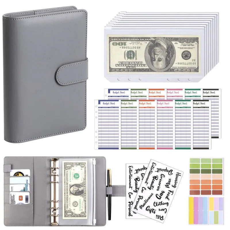 New A6 Budget Plan Notebook Cash Envelope Saving Money 6-Hole Binder for Financial Management A6 Loose-Leaf Notebook Binder
