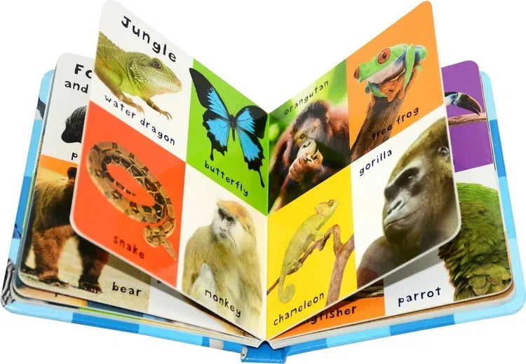 Montessori First 100 English Words Learning Cardboard Book Animals Colors Numbers Language Physical Picture Teaching Aids