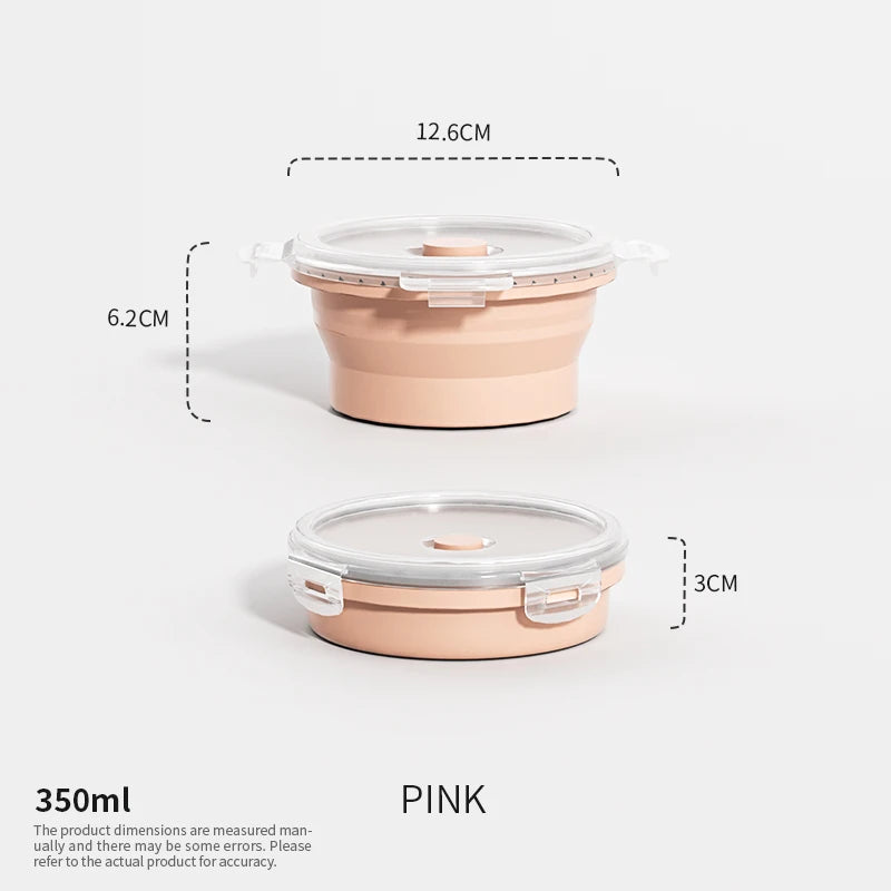 Collapsible Food Storage Containers Silicone Lunch Box with Lid Food Bowls Kitchen Stackable Lunch Box for Pantry Freezer Safe