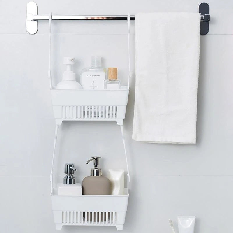 Sundries Hanging Basket Storage Drain Bag Shower Baskets with Hook Makeup for Kitchen Bathroom