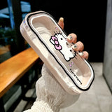 Hello Kitty Glasses Box Cute Cartoon Transparent Wave Box Portable Storage Box Travel Women Supplies Student Gift Wholesale