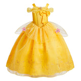 Children Princess Costume Kids Halloween Carnival Beauty Beast Birthday Party Clothes Girl Yellow Belle Cosplay Dress Up