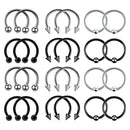 24 anéis de piercing de aço inoxidável multiuso 16G - aros de ferradura hipoalergênicos para nariz, cartilagem e muito mais