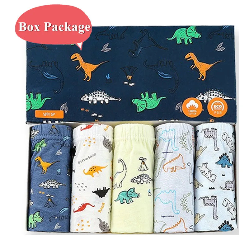 Exquisite Boxed 5-Piece Boys Underwear Soft Breathable Cotton Children Boys Briefs Spider-Man Cartoon Kids Triangle Knickers