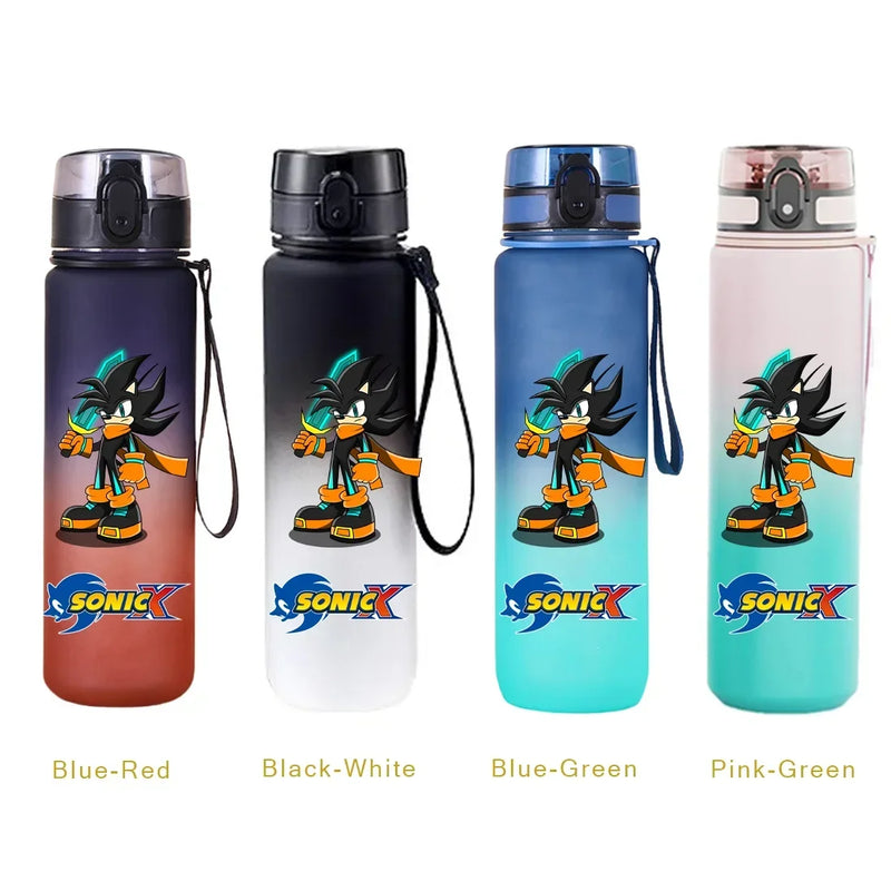 650ML Sonic Hedgehog Sport Water Bottle Large Capacity Cartoon Portable Plastic Water Bottle Drinking Cup Student Birthday Gifts
