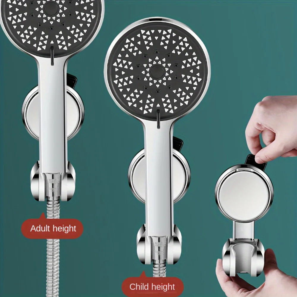 Soporte para cabezal de ducha con ventosa para ducha mural, ajustable 360°, soporte para cabezal de ducha con revestimiento, soporte de montaje en pared para baño