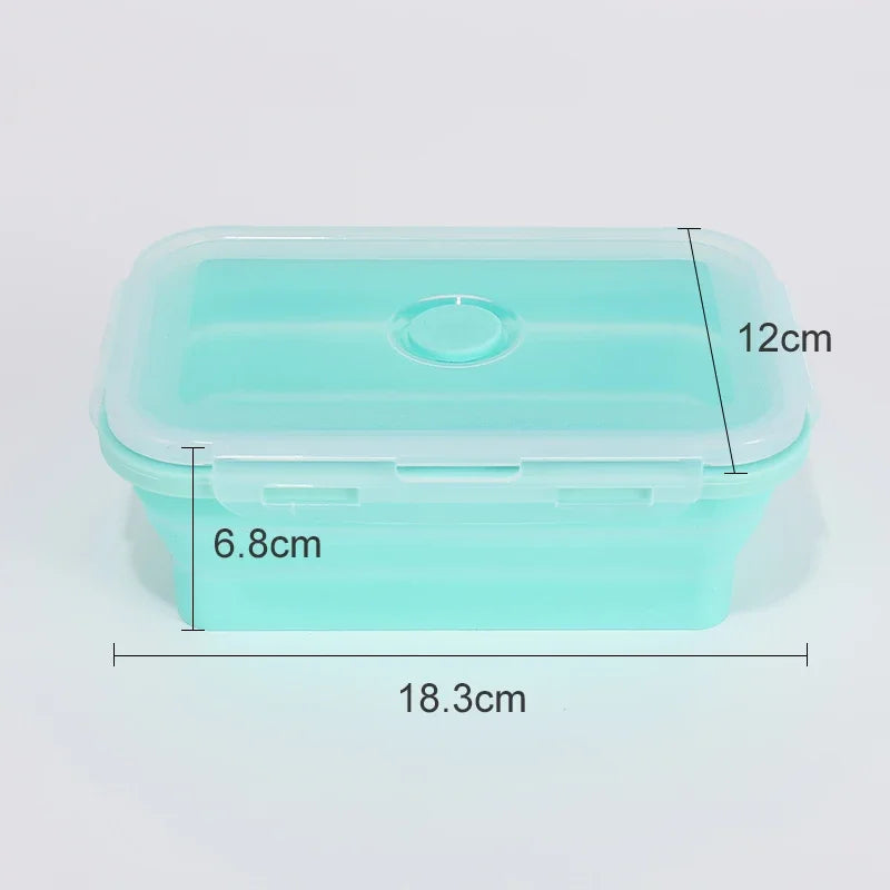 Collapsible Silicone Food Storage Container,Bento Lunch Boxes For Kitchen, Microwave Safe. Foldable Design Saves Your Space.