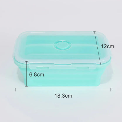 Collapsible Silicone Food Storage Container,Bento Lunch Boxes For Kitchen, Microwave Safe. Foldable Design Saves Your Space.