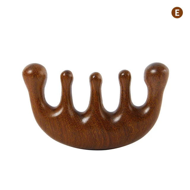 Wooden Therapy Massage Comb Head Face Scalp Gua Sha Massager Natural Facial Sandalwood Wide Tooth Guasha Scraping Body Massage 