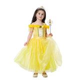 2025 Cosplay Belle Princess Dress Girls Dresses For Beauty and beast Party Clothing Magic stick crown Costume 3-12Y