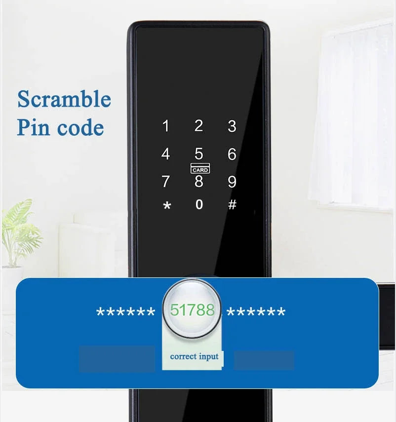 H4 Tuya Electronic Lock Wifi Smart Door Lock Fingerprint Lock Password IC Card Key USB Charge For Smart Home