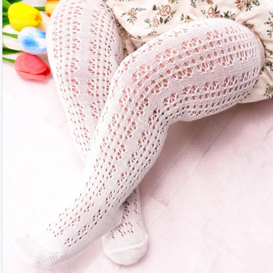 New Summer Kids Tights Hollow Bow Stockings For Girls Mesh Pants Toddler Pantyhose Spain Style Thin Ballet Baby Bottom Tights