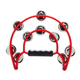Cascabeles metálicos de doble hilera para fiestas, percusión manual, panderetas de media luna, instrumento musical, regalos para niños y adultos.