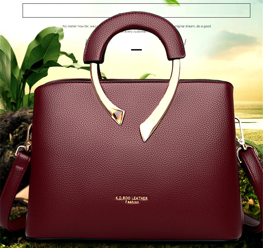 2026 New Style Crossbody Bag Medium Mom Bag Lychee Pattern Large Soft PU Zipper Closure Daily Use Fashionable Ladies Handbag Sac