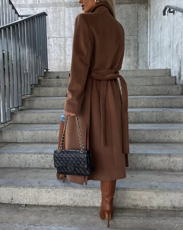 2023 Autumn Winter Spring New Fashion Casual Elegant Simple Long Sleeved Lapel Button Split Woolen Jacket