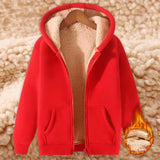 2024 Trendy Sweatshirt Coat Front Pockets Warm Zipper Lamb Wool Jacket Men Women Winter Pure Color Plush Lined Cardigan Hoodie