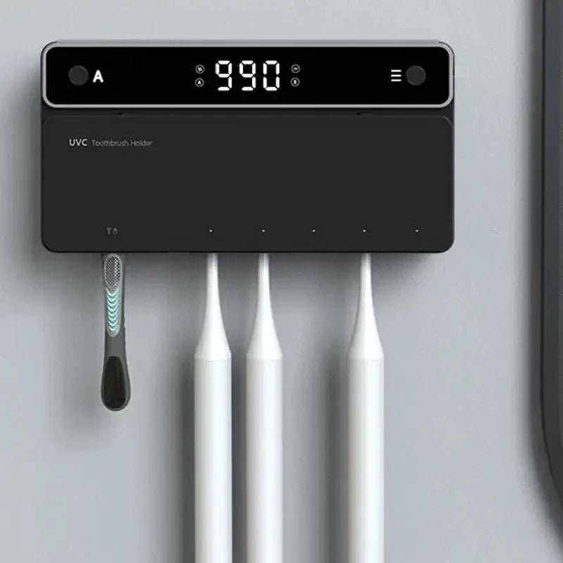 Portacepillos de dientes UV recargable, de secado rápido, esterilizador para maquinilla de afeitar y cepillo de dientes con pantalla LED, accesorios de baño