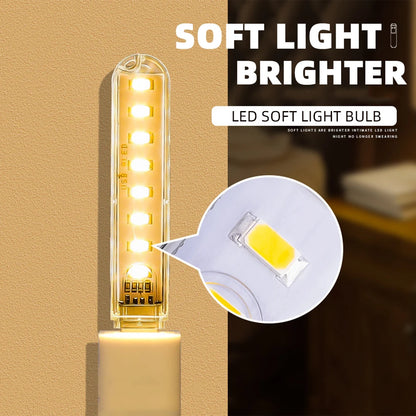 5pcs Portable USB Strip Light Mini Led Night Lights USB Plug Book Lamp Room Emergency Lighting for Power Bank Computer