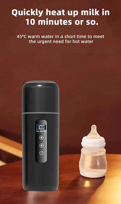 Hervidor eléctrico portátil para coche, 12 V, 24 V, 500 ml, para viaje, con aislamiento inteligente de acero inoxidable y pantalla OLED