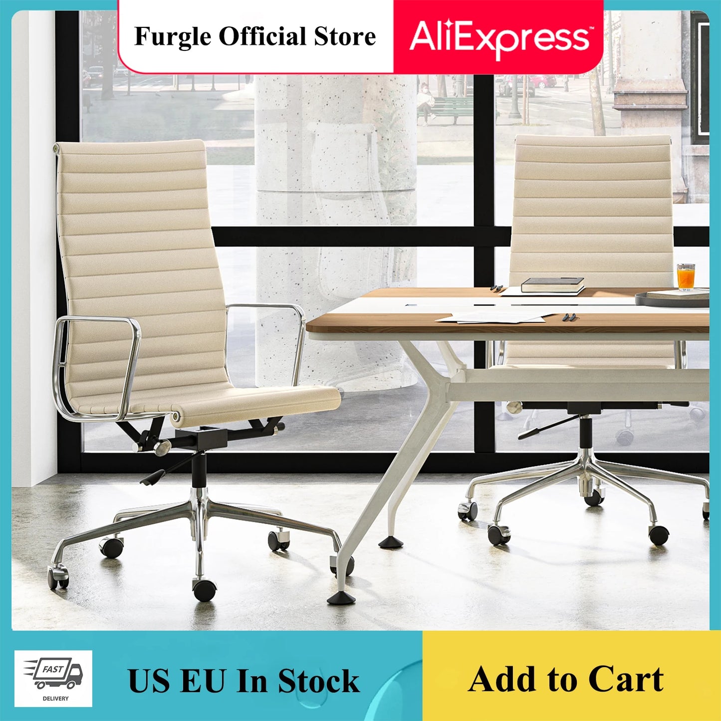 Mid Back Ribbed Office Chair White Genuine Leather Desk Chair Adjustable Ergonomic Computer Desk Chair for Study Office