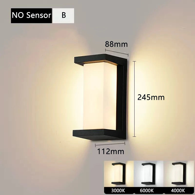Led Outdoor Wall Light Waterproof IP65 Motion Sensor Led Outdoor Lighting Porch Lights Balcony Garden Lights Outdoor Wall Lamp