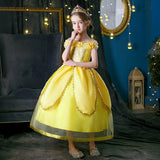 2025 Cosplay Belle Princess Dress Girls Dresses For Beauty and beast Party Clothing Magic stick crown Costume 3-12Y