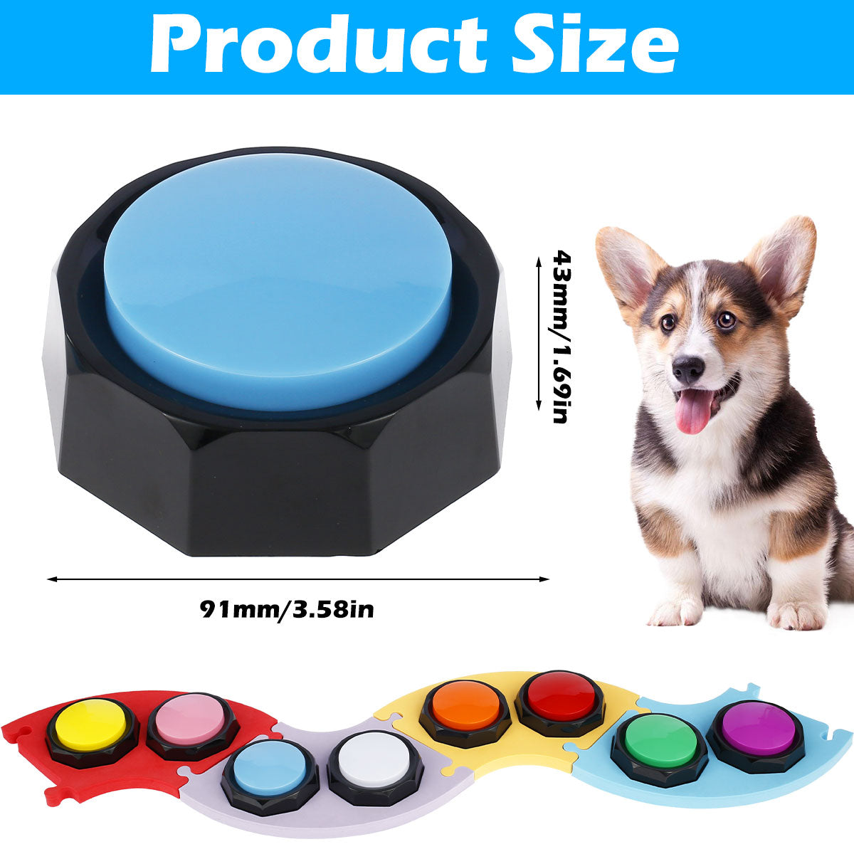 8Pcs Voice Recording Button Pet Toys Dog Buttons for Communication Training Buzzer Recordable Talking Button Intelligence Toy