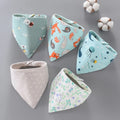5pcs Baby Bibs Waterproof Pure Cotton Bilayer Saliva Towel Triangle Scarf Newborn Boys Girls Absorbent Cloth Bib Saliva Scarf