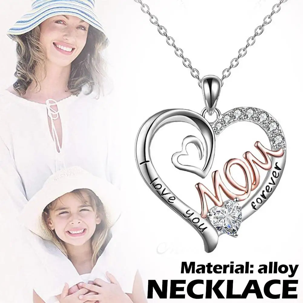 Collar con colgante de flor de amor para el Día de la Madre, cumpleaños, mamá, letra, chapado en oro, joyería de aleación plateada.