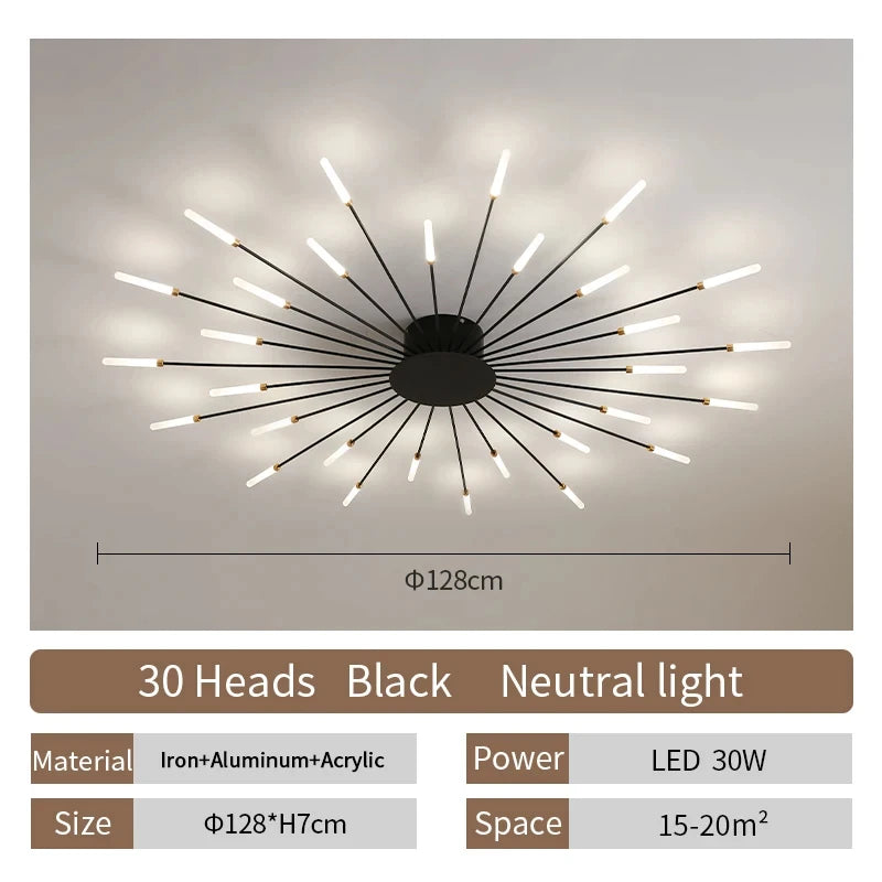 Lámpara de techo LED moderna para sala de estar, comedor, dormitorio, diseño de fuegos artificiales nórdicos, decoración del hogar, iluminación interior