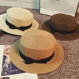 High Quality Flat Top Boater Sun Hat Straw Hat For Men & Women Summer Travel & Beach With Wide Brim UV Protection