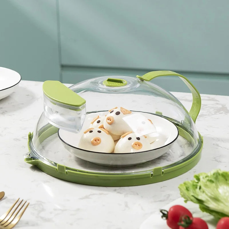 Microwave Cover for Food, Clear Microwave Splatter Cover with Water Steamer and Handle, 10 Inch Plate Covers, Kitchen Gadgets