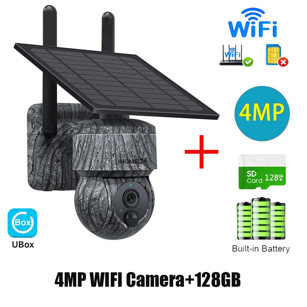 INQMEGA 5MP 4MP WIFI Wireless PTZ Solar Camera 4G SIM With Solar Panel Two Way Audio Security Protection CCTV Camera Battery Cam