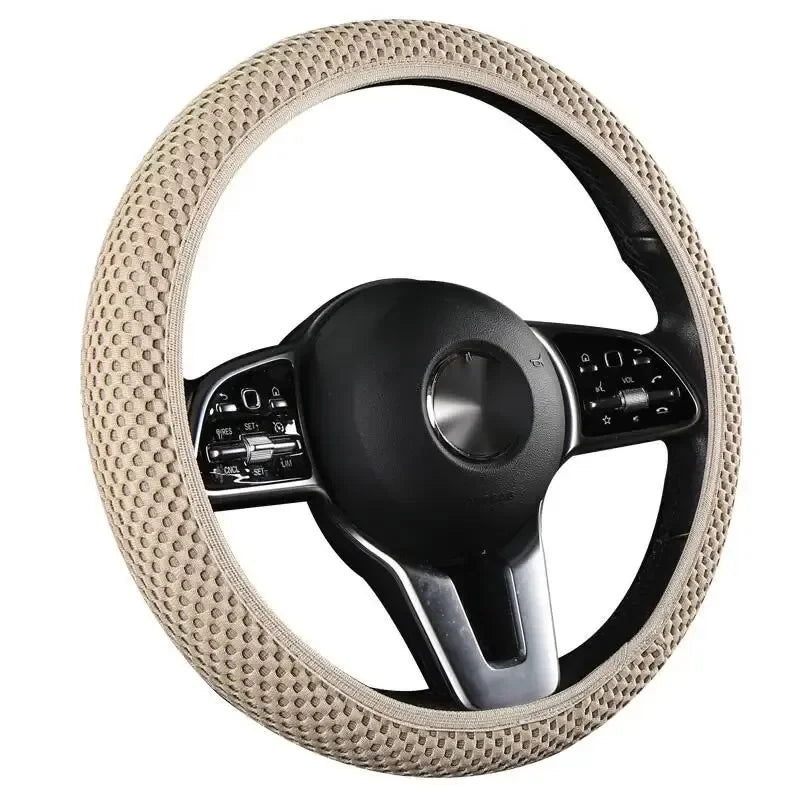 Elastic Elastic Steering Wheel Cover, Warm in Winter, Cool in Summer, Universal 15 Inches (About 38.1 Cm), Microfiber Breathable