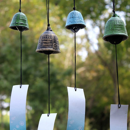 Japanese Wind Chimes Cast Iron Feng Shui Wind Bells Good Luck Hanging Pendant Indoor Outdoor Temple Home Garden Decoration
