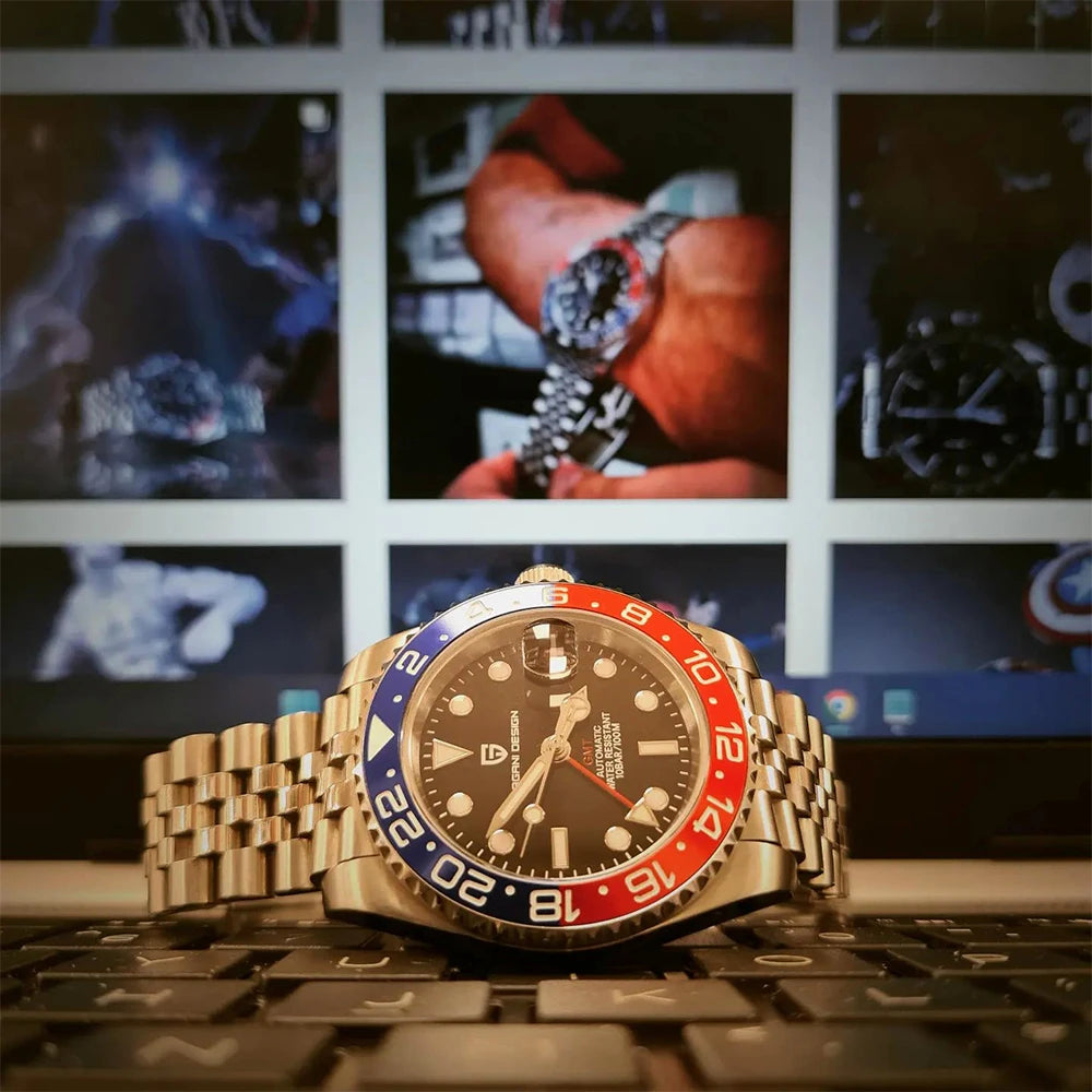 Relógio Masculino Mecânico de Luxo PAGANI DESIGN 2026 – Aço Inoxidável, Função GMT, Vidro de Safira – Marca de Alto Padrão