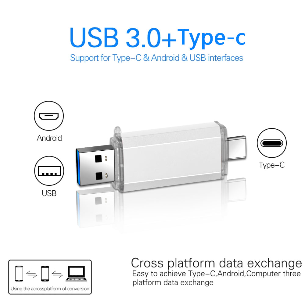 Metal OTG 3. 0 USB flash drive Pen Drive high quality 8GB 16GB 32GB 64GB 128GB Pendrive for Type-C device pen drive Gifts