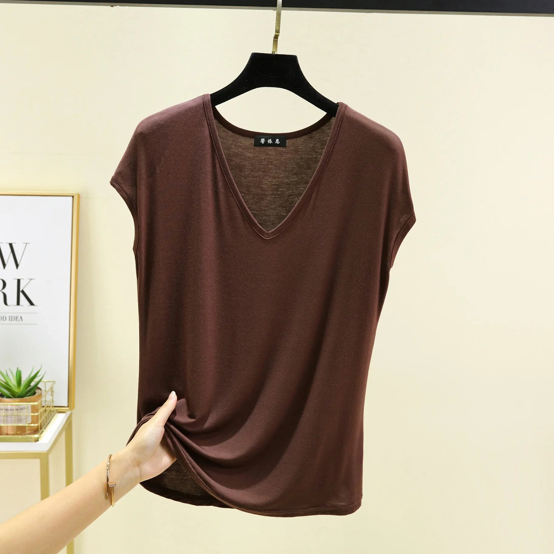 Modal V-Neck Tank Tops summer women's T-shirts sleeveless Plus size Thin Casual Loose Tee tops All match