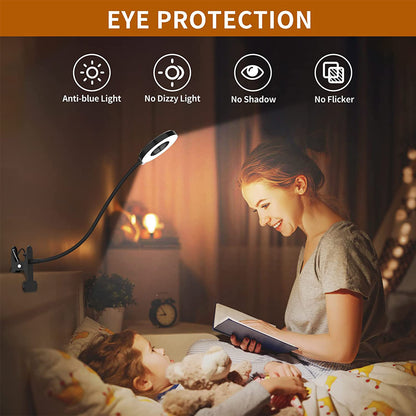 48 LEDs Clip on Desk Lamp 360°Flexible Gooseneck Reading Table Light Eye-Caring USB Clamp Books Night Light Study Read Light