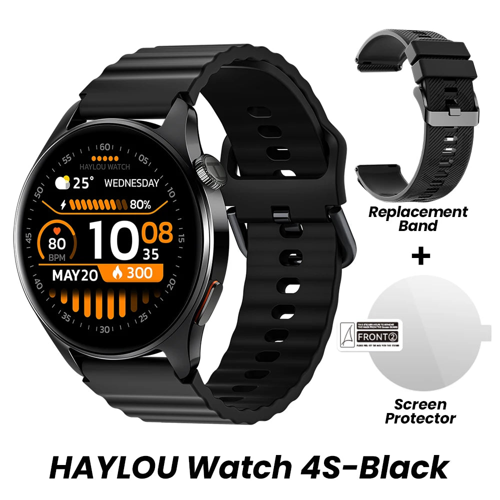 Smartwatch HAYLOU Watch 4S com GPS, tela AMOLED HD de 1,43", posicionamento GPS via 5 satélites e mais de 120 modos de treino – Relógio inteligente para esportes e fitness