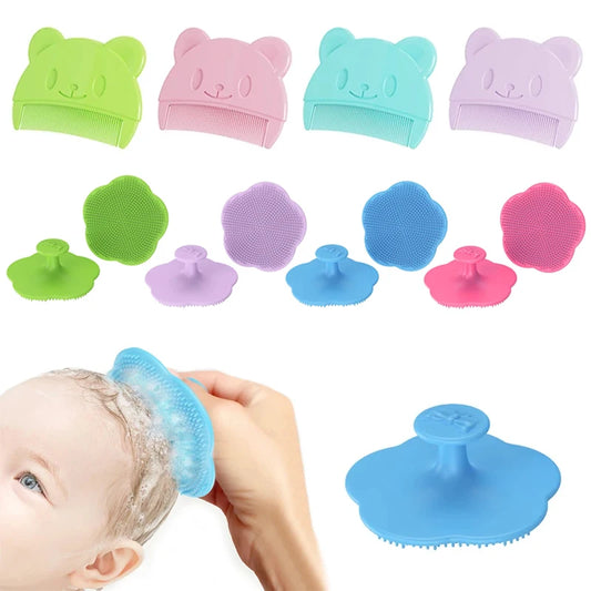 2-piece Set Infant Silicone Head Massager Fetal Scalp Cradle Cap Comb Toddler Bathing Soft Comb Newborn Hair Cleaning Baby Care Accessories
