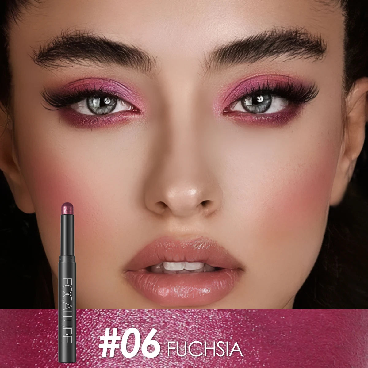 FOCALLURE Lápiz de sombra de ojos perlado de 24 colores, resistente al agua, con brillo, pigmento brillante, delineador en barra, herramientas de maquillaje
